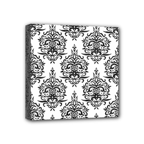 Black And White Ornament Damask Vintage Mini Canvas 4  X 4  (stretched) by ConteMonfrey