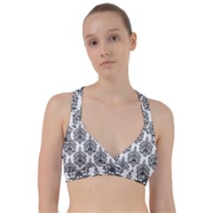 Black And White Ornament Damask Vintage Sweetheart Sports Bra by ConteMonfrey