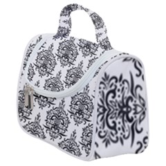 Black And White Ornament Damask Vintage Satchel Handbag by ConteMonfrey