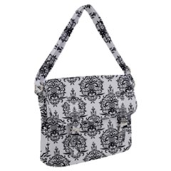 Black And White Ornament Damask Vintage Buckle Messenger Bag by ConteMonfrey