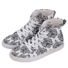 Black And White Ornament Damask Vintage Men s Hi-top Skate Sneakers by ConteMonfrey