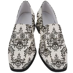 Black And White Ornament Damask Vintage Women s Chunky Heel Loafers by ConteMonfrey