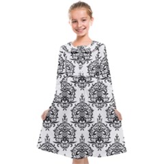 Black And White Ornament Damask Vintage Kids  Midi Sailor Dress by ConteMonfrey