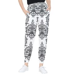 Black And White Ornament Damask Vintage Tapered Pants by ConteMonfrey