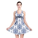 Blue And White Ornament Damask Vintage Reversible Skater Dress View1