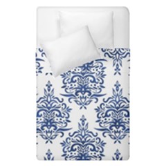 Blue And White Ornament Damask Vintage Duvet Cover Double Side (single Size) by ConteMonfrey