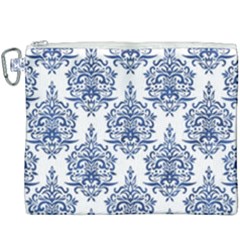 Blue And White Ornament Damask Vintage Canvas Cosmetic Bag (xxxl) by ConteMonfrey