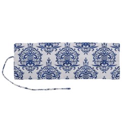 Blue And White Ornament Damask Vintage Roll Up Canvas Pencil Holder (m) by ConteMonfrey