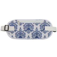 Blue And White Ornament Damask Vintage Rounded Waist Pouch by ConteMonfrey