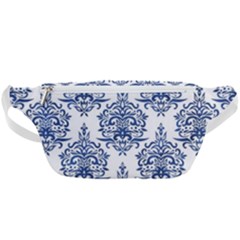 Blue And White Ornament Damask Vintage Waist Bag  by ConteMonfrey