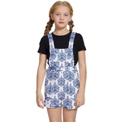 Blue And White Ornament Damask Vintage Kids  Short Overalls by ConteMonfrey