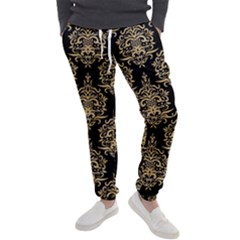 Black And Cream Ornament Damask Vintage Men s Jogger Sweatpants by ConteMonfrey