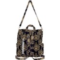 Black And Cream Ornament Damask Vintage Crossbody Backpack View3