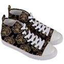 Black And Cream Ornament Damask Vintage Women s Mid-Top Canvas Sneakers View3