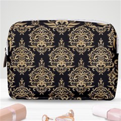 Black And Cream Ornament Damask Vintage Make Up Pouch (medium) by ConteMonfrey