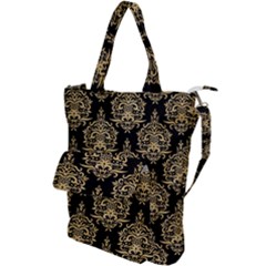 Black And Cream Ornament Damask Vintage Shoulder Tote Bag by ConteMonfrey