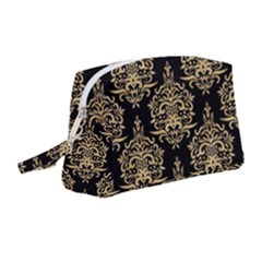 Black And Cream Ornament Damask Vintage Wristlet Pouch Bag (medium) by ConteMonfrey