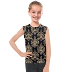 Black And Cream Ornament Damask Vintage Kids  Mesh Tank Top by ConteMonfrey