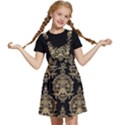 Black And Cream Ornament Damask Vintage Kids  Apron Dress View1