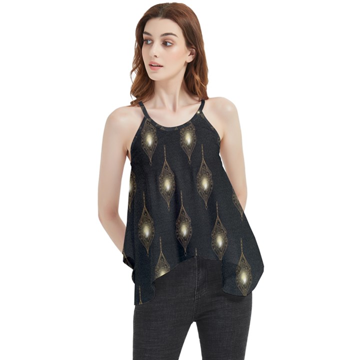 Light On Damask Flowy Camisole Tank Top