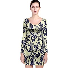 Tribal Flowers Long Sleeve Bodycon Dress by ConteMonfrey