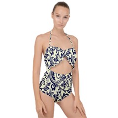 Tribal Flowers Scallop Top Cut Out Swimsuit by ConteMonfrey