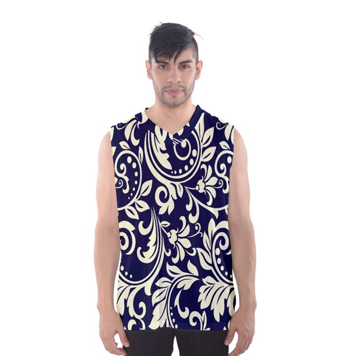 Blue floral tribal Men s Basketball Tank Top