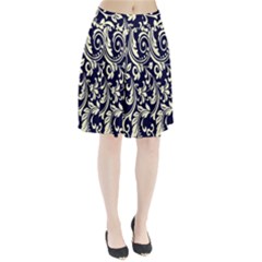 Blue Floral Tribal Pleated Skirt by ConteMonfrey