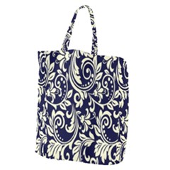 Blue Floral Tribal Giant Grocery Tote by ConteMonfrey