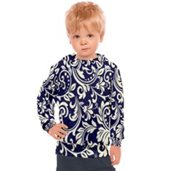 Blue Floral Tribal Kids  Hooded Pullover by ConteMonfrey