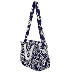 Blue Floral Tribal Rope Handles Shoulder Strap Bag by ConteMonfrey