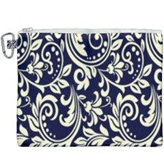 Blue Floral Tribal Canvas Cosmetic Bag (xxxl) by ConteMonfrey