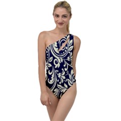 Blue Floral Tribal To One Side Swimsuit by ConteMonfrey