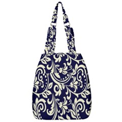 Blue Floral Tribal Center Zip Backpack by ConteMonfrey