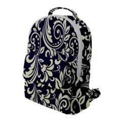 Blue Floral Tribal Flap Pocket Backpack (large)