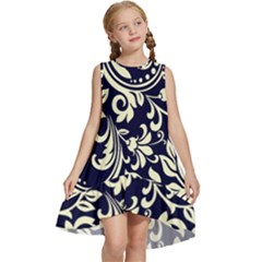 Blue Floral Tribal Kids  Frill Swing Dress