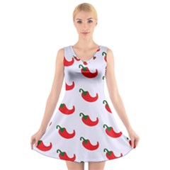 Small Peppers V-Neck Sleeveless Dress