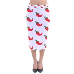 Small Peppers Velvet Midi Pencil Skirt