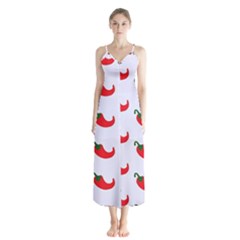 Small Peppers Button Up Chiffon Maxi Dress