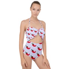 Small Peppers Scallop Top Cut Out Swimsuit