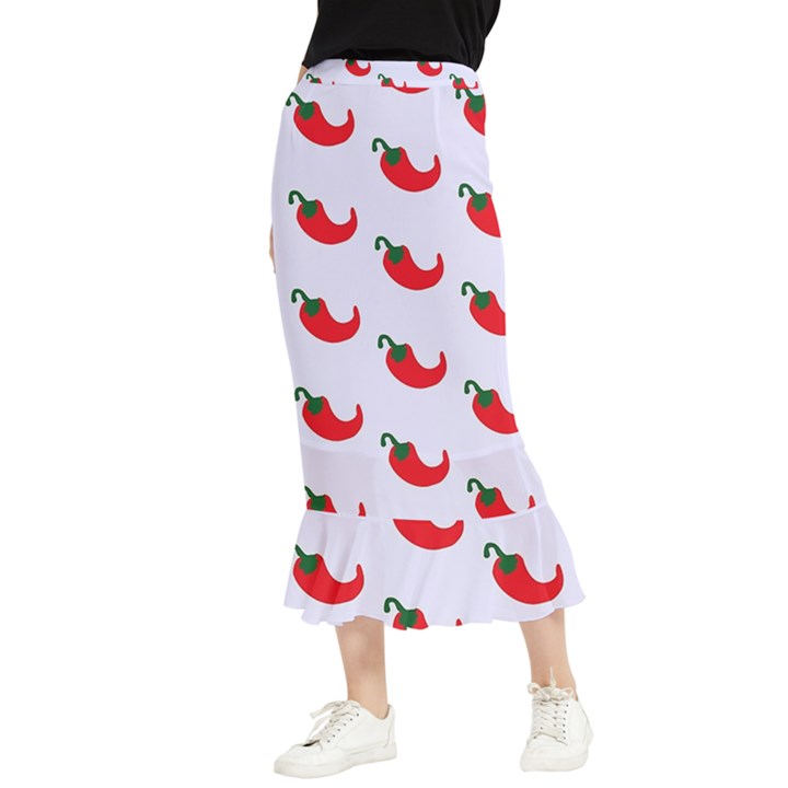 Small Peppers Maxi Fishtail Chiffon Skirt