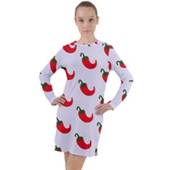 Small Peppers Long Sleeve Hoodie Dress by ConteMonfrey