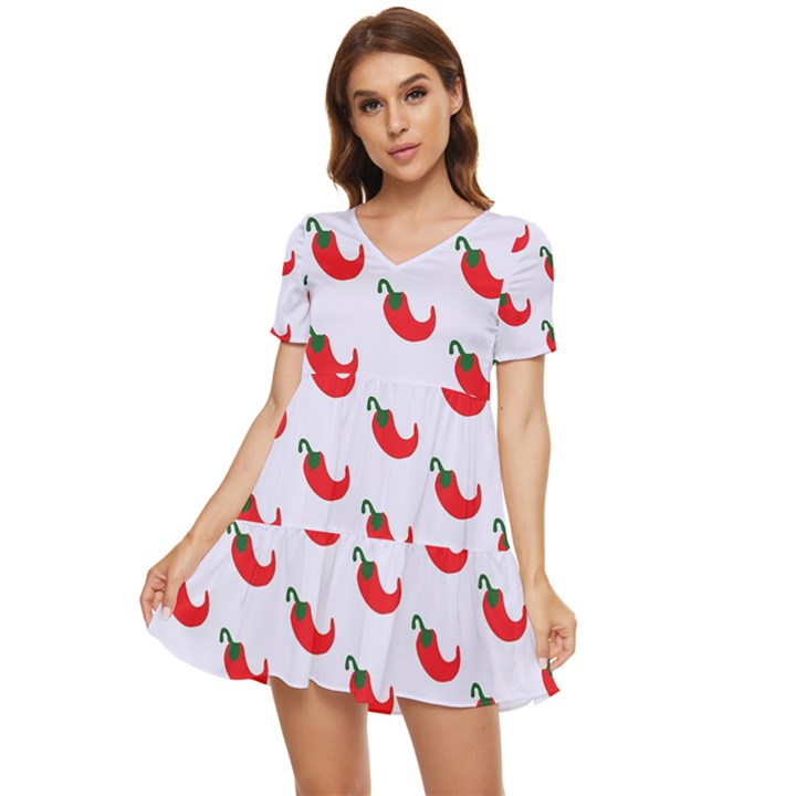 Small Peppers Tiered Short Sleeve Babydoll Dress