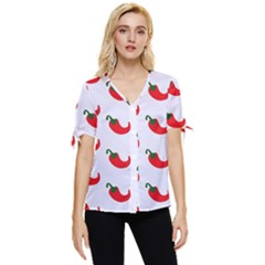 Small Peppers Bow Sleeve Button Up Top