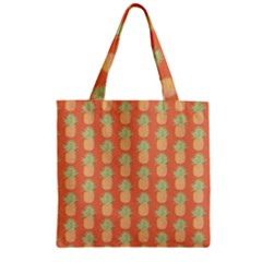 Pineapple Orange Pastel Zipper Grocery Tote Bag by ConteMonfrey