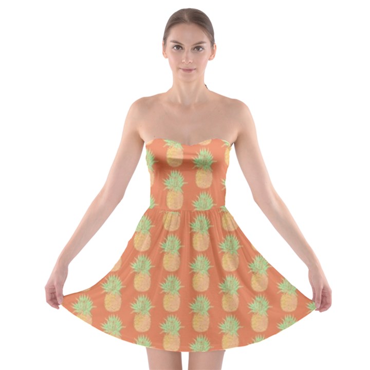 Pineapple Orange Pastel Strapless Bra Top Dress