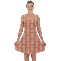 Pineapple Orange Pastel Quarter Sleeve Skater Dress by ConteMonfrey