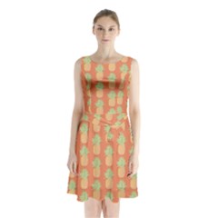 Pineapple Orange Pastel Sleeveless Waist Tie Chiffon Dress by ConteMonfrey