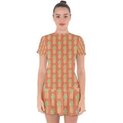 Pineapple Orange Pastel Drop Hem Mini Chiffon Dress by ConteMonfrey