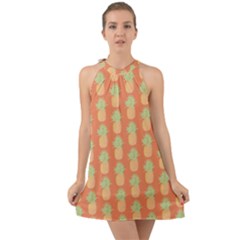 Pineapple Orange Pastel Halter Tie Back Chiffon Dress by ConteMonfrey